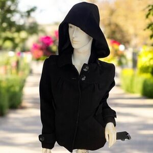 ❄️ 50% off winter Tulle black vintage felted short pea coat jacket L